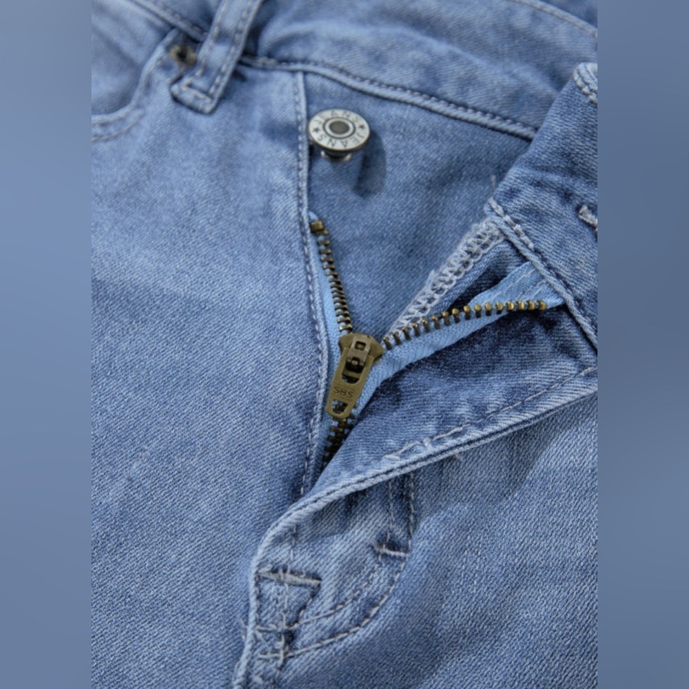 Blue Cuffed Distressed Women Jeans - Picture 6 of 7